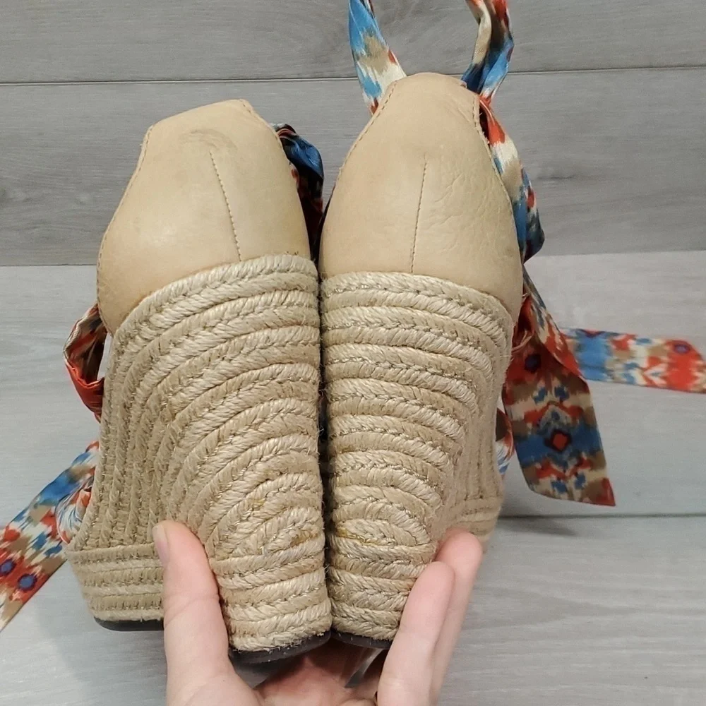 Ugg Australia Lucianna Espadrille Wedge Sandals Lace up Gladiator shoes sz 10